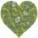 Folk flowers print Floral pattern Ethnic art Wooden Puzzle Heart View1