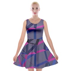 3d Lovely Geo Lines Velvet Skater Dress by Uniqued