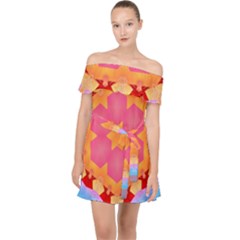 Digitalart Off Shoulder Chiffon Dress by Sparkle