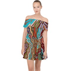 Digital Illusion Off Shoulder Chiffon Dress by Sparkle