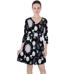 Digital Illusion Quarter Sleeve Ruffle Waist Dress by Sparkle