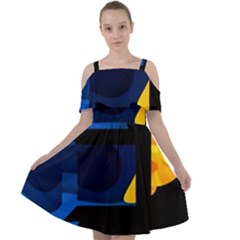 Digital Illusion Cut Out Shoulders Chiffon Dress by Sparkle