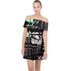 Digital Illusion Off Shoulder Chiffon Dress by Sparkle