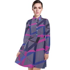 3d Lovely Geo Lines Long Sleeve Chiffon Shirt Dress by Uniqued