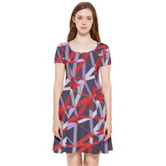 3d Lovely Geo Lines Vii Inside Out Cap Sleeve Dress by Uniqued