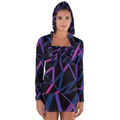 3d Lovely Geo Lines  V Long Sleeve Hooded T-shirt by Uniqued