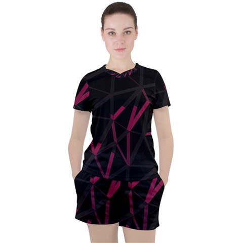 3d Lovely Geo Lines Viii Women s Tee And Shorts Set by Uniqued