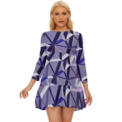 3d Lovely Geo Lines Ix Long Sleeve Babydoll Dress by Uniqued