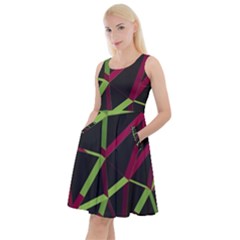 3d Lovely Geo Lines X Knee Length Skater Dress With Pockets by Uniqued