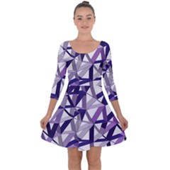 3d Lovely Geo Lines X Quarter Sleeve Skater Dress by Uniqued