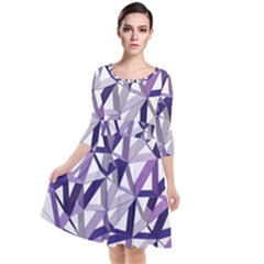3d Lovely Geo Lines X Quarter Sleeve Waist Band Dress by Uniqued