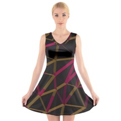 3d Lovely Geo Lines Xi V-neck Sleeveless Dress by Uniqued