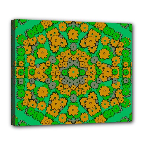 Stars Of Decorative Colorful And Peaceful  Flowers Deluxe Canvas 24  X 20  (stretched) by pepitasart