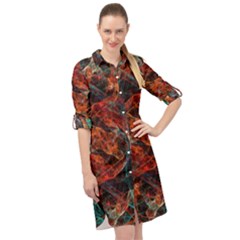 Fractal Long Sleeve Mini Shirt Dress by Sparkle