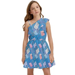 Notepads Pens And Pencils Kids  One Shoulder Party Dress by SychEva