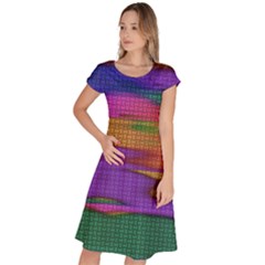 Puzzle Landscape In Beautiful Jigsaw Colors Classic Short Sleeve Dress by pepitasart
