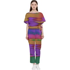 Puzzle Landscape In Beautiful Jigsaw Colors Batwing Lightweight Chiffon Jumpsuit by pepitasart