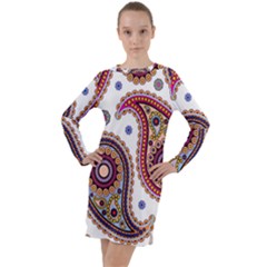 Paisley Pattern Long Sleeve Hoodie Dress by befabulous