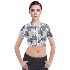 Abstract Pattern Short Sleeve Cropped Jacket by Sparkle