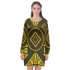 Abstract Pattern Geometric Backgrounds   Long Sleeve Chiffon Shift Dress  by Eskimos