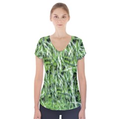 Green Desire Short Sleeve Front Detail Top by DimitriosArt