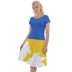 Ukraine Flag Map Classic Short Sleeve Dress by abbeyz71