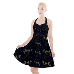 Exotic Snow Drop Flowers In A Loveable Style Halter Party Swing Dress  by pepitasart