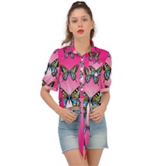 Butterfly Tie Front Shirt  by Dutashop