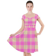 Pink Tartan 4 Cap Sleeve Midi Dress by tartantotartanspink