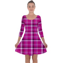 Pink Tartan-9 Quarter Sleeve Skater Dress by tartantotartanspink