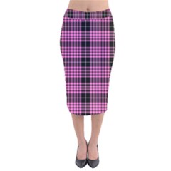 Pink Tartan 3 Velvet Midi Pencil Skirt by tartantotartanspink