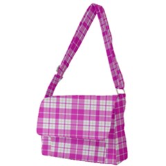 Pink Tartan Full Print Messenger Bag (l) by tartantotartanspink2