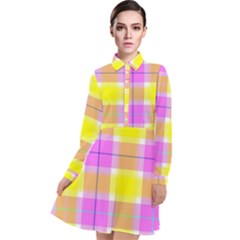 Pink Tartan-8 Long Sleeve Chiffon Shirt Dress by tartantotartanspink2
