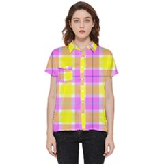Pink Tartan-8 Short Sleeve Pocket Shirt by tartantotartanspink2