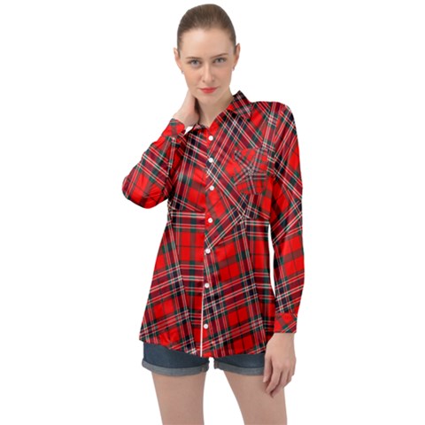 Macfarlane Modern Heavy Tartan Long Sleeve Satin Shirt by tartantotartansallreddesigns