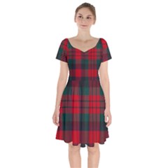 Macduff Modern Tartan Short Sleeve Bardot Dress by tartantotartansallreddesigns