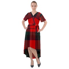 Macduff Modern Tartan 2 Front Wrap High Low Dress by tartantotartansallreddesigns