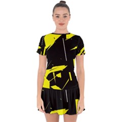 Abstract Pattern Drop Hem Mini Chiffon Dress by Sparkle