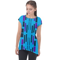 Abstract Pattern Geometric Backgrounds Cap Sleeve High Low Top by Eskimos