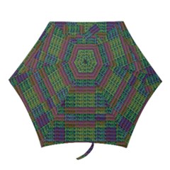 Paris Words Motif Colorful Pattern Mini Folding Umbrellas by dflcprintsclothing