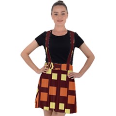 Abstract Pattern Geometric Backgrounds  Velvet Suspender Skater Skirt by Eskimos