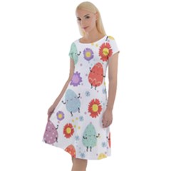 Easter Seamless Pattern With Cute Eggs Flowers Classic Short Sleeve Dress by Jancukart