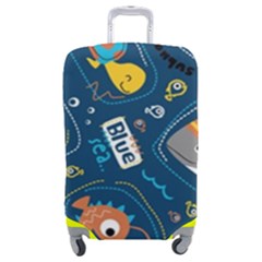 Seamless-pattern-vector-submarine-with-sea-animals-cartoon Luggage Cover (medium) by Jancukart