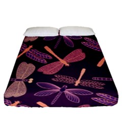 Dragonfly-pattern-design Fitted Sheet (queen Size) by Jancukart