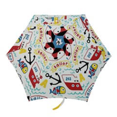 Seamless-pattern-vector-sailing-equipments-cartoon Mini Folding Umbrellas by Jancukart
