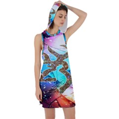 Browning Deer Glitter Galaxy Racer Back Hoodie Dress by artworkshop