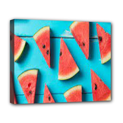 Watermelon Blue Background Deluxe Canvas 20  X 16  (stretched) by artworkshop
