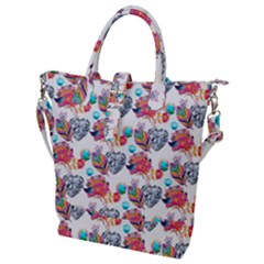 Flowers Diamonds Pattern Buckle Top Tote Bag by Sparkle