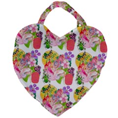 Bunch Of Flowers Giant Heart Shaped Tote by Sparkle
