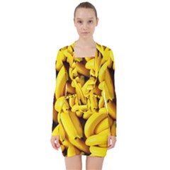 Banana V-neck Bodycon Long Sleeve Dress by nate14shop